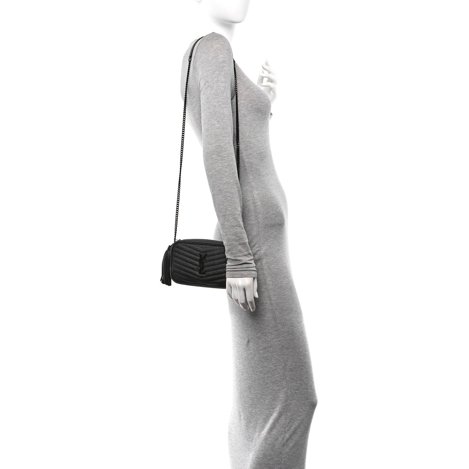 Saint Laurent Grain De Poudre Matelasse Monochrome Monogram Mini Lou Camera Bag Black 2 of 10
