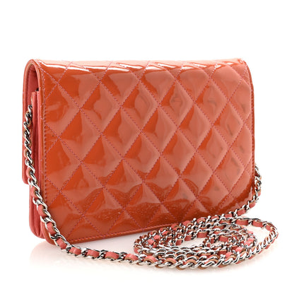Chanel Patent Quilted Brilliant Wallet On Chain WOC Coral 3 of 12