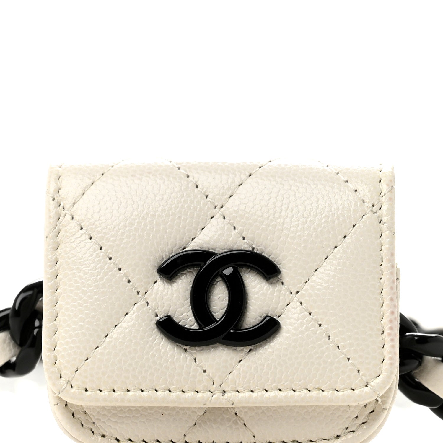 Chanel Caviar Quilted My Everything Airpods Pro Holder Belt White 9 of 13