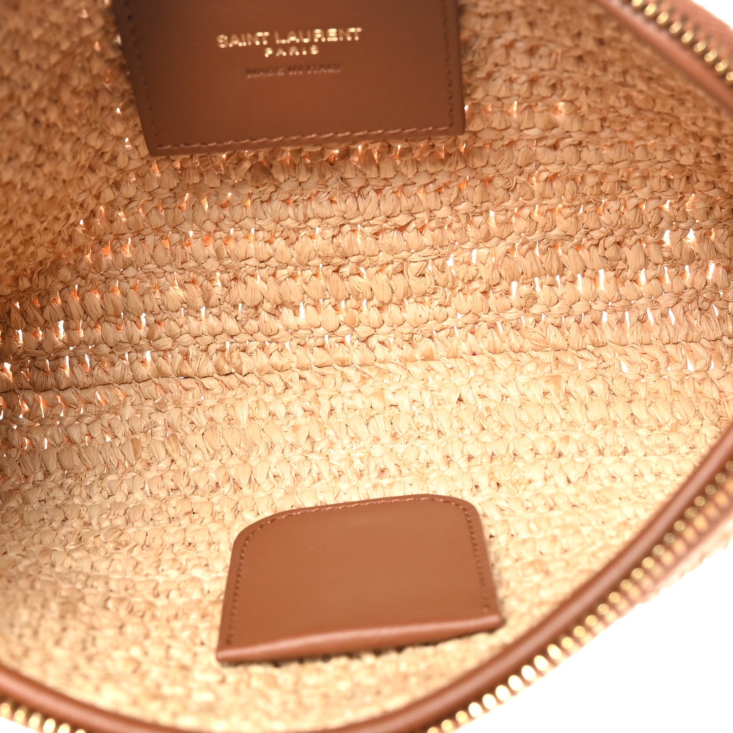 Raffia Calfskin Gaby Crossbody Bag Natural Brick