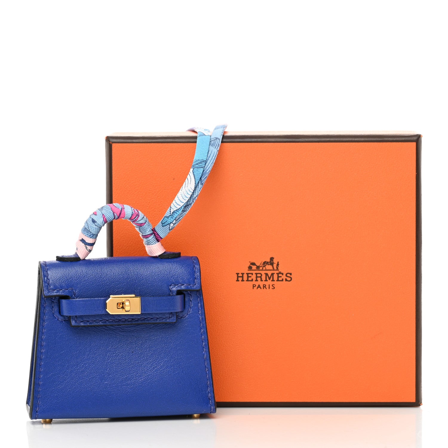 Hermes Tadelakt Mini Kelly Twilly Bag Charm Bleu Electrique 7 of 7