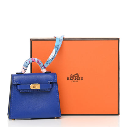 Hermes Tadelakt Mini Kelly Twilly Bag Charm Bleu Electrique 7 of 7