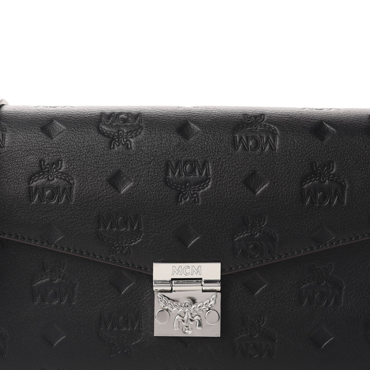 MCM Calfskin Ottomar Monogram Crossbody Bag Black 9 of 9