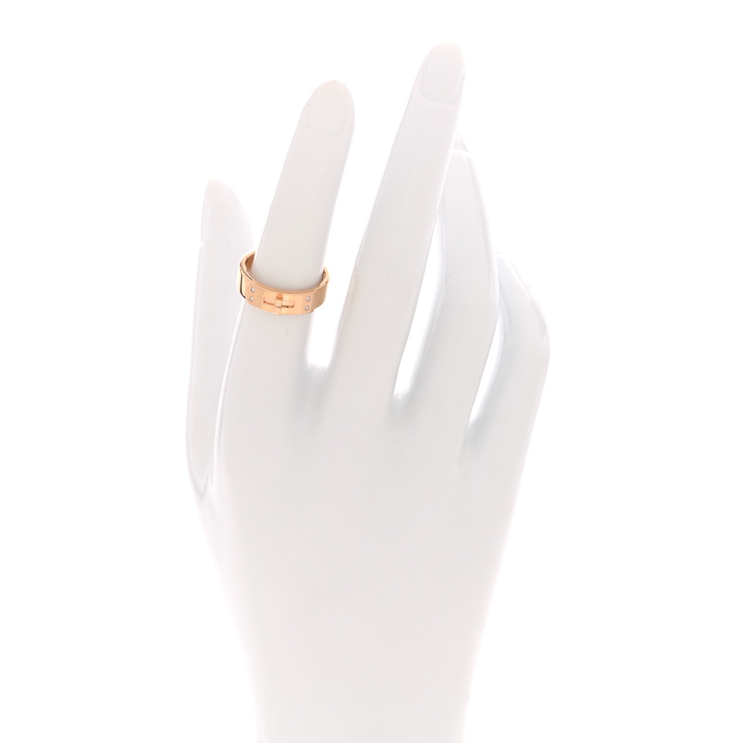 Hermes 18K Rose Gold Diamond PM Kelly Ring 52 6 2 of 5