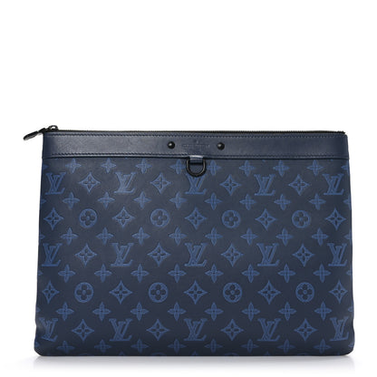 Louis Vuitton Monogram Shadow Discovery Pochette GM Blue 1 of 7