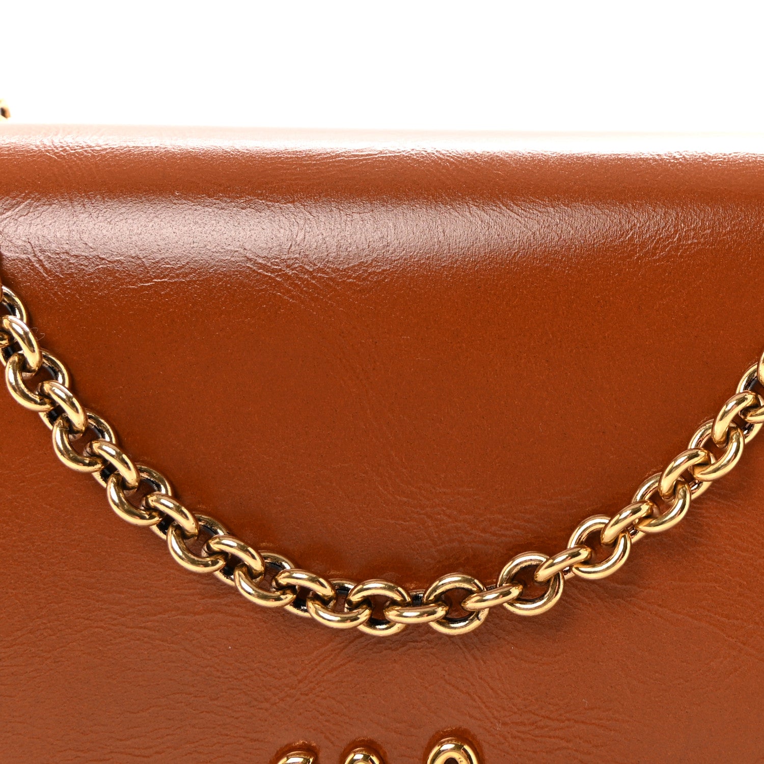 Chloe Calfskin Iconic Flap Wallet On Chain Clay Brown 8 of 10