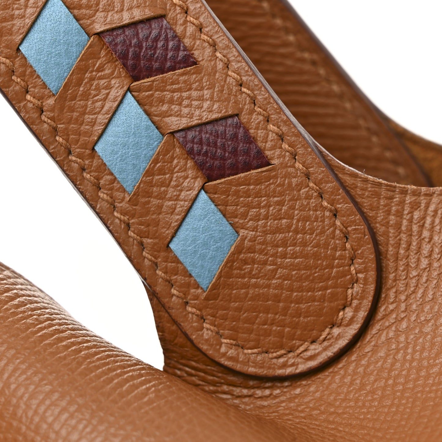 Epsom Tressage De Cuir Picotin Lock 22 MM Gold Bleu du Nord Rouge H