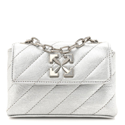Off-White Metallic Calfskin Diagonal Quilted Jackhammer 17 Shoulder Bag Silver 1 of 13