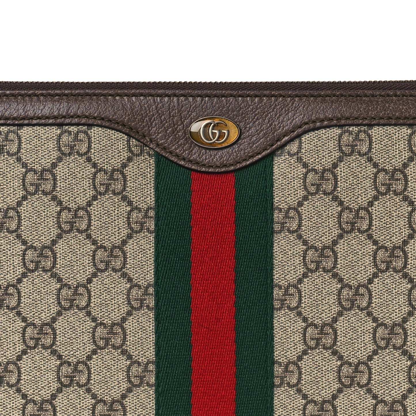 GG Supreme Monogram Web Ophidia Portfolio Pouch Beige New Acero
