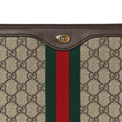 Gucci GG Supreme Monogram Web Ophidia Portfolio Pouch Beige New Acero 7 of 9