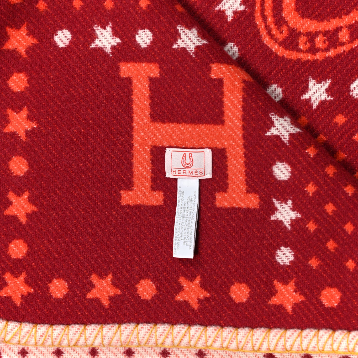 Hermes Wool Cashmere Western And Company Blanket Rouge H 3 of 4