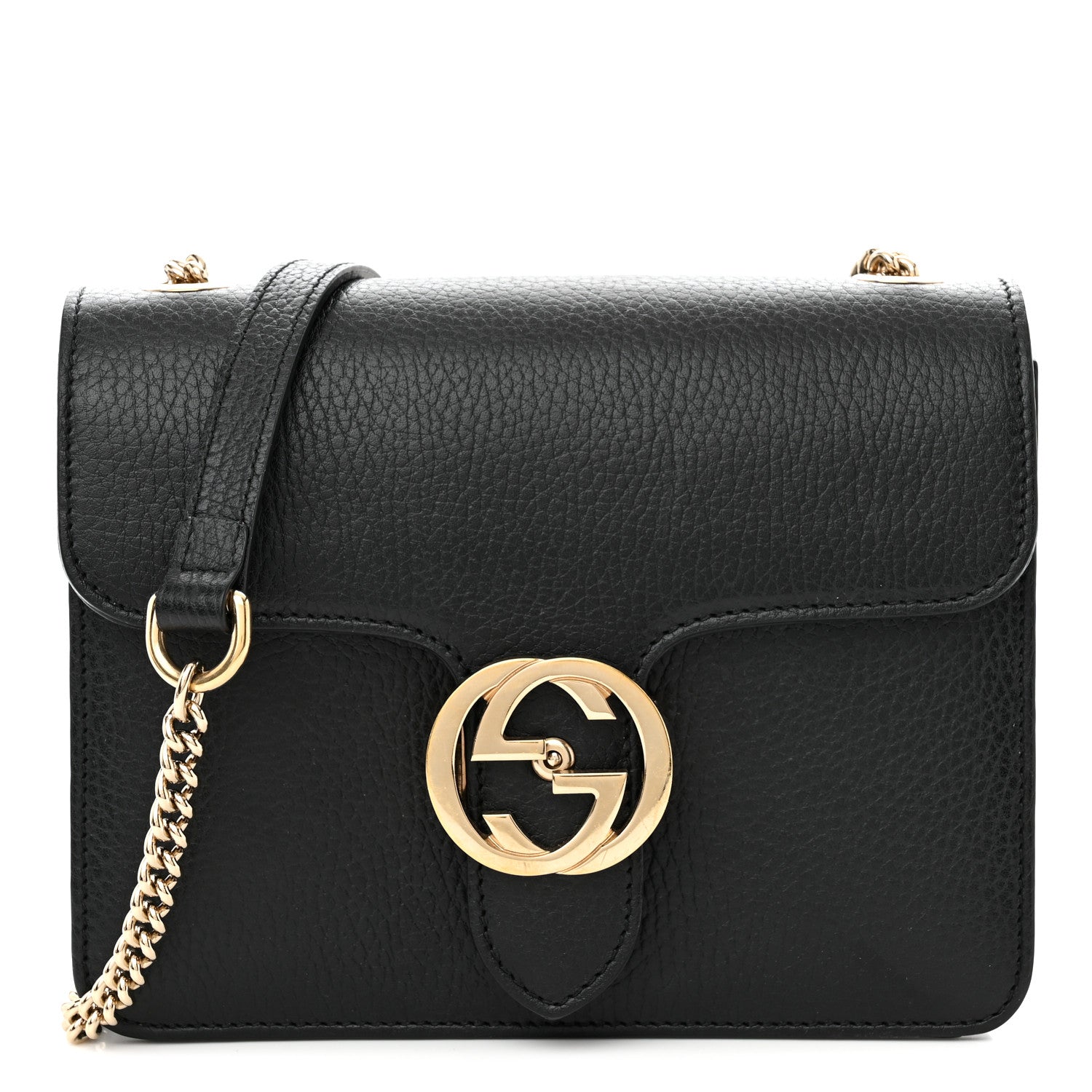 Gucci Dollar Calfskin Small Interlocking G Shoulder Bag Black 1 of 11