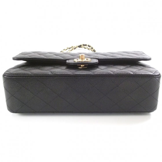 Caviar Quilted Medium Double Flap Black