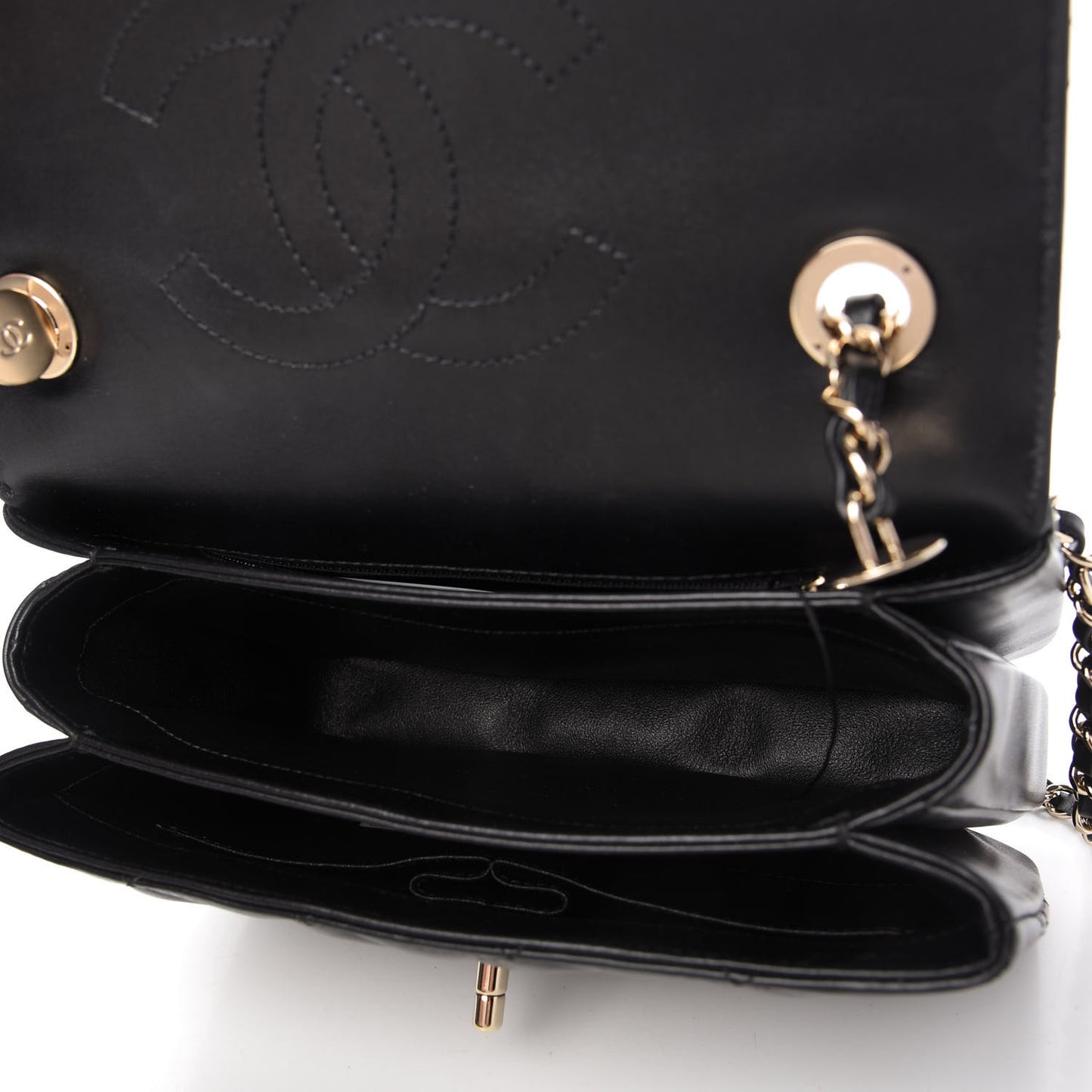 Lambskin Quilted Small Trendy CC Dual Handle Flap Bag Black
