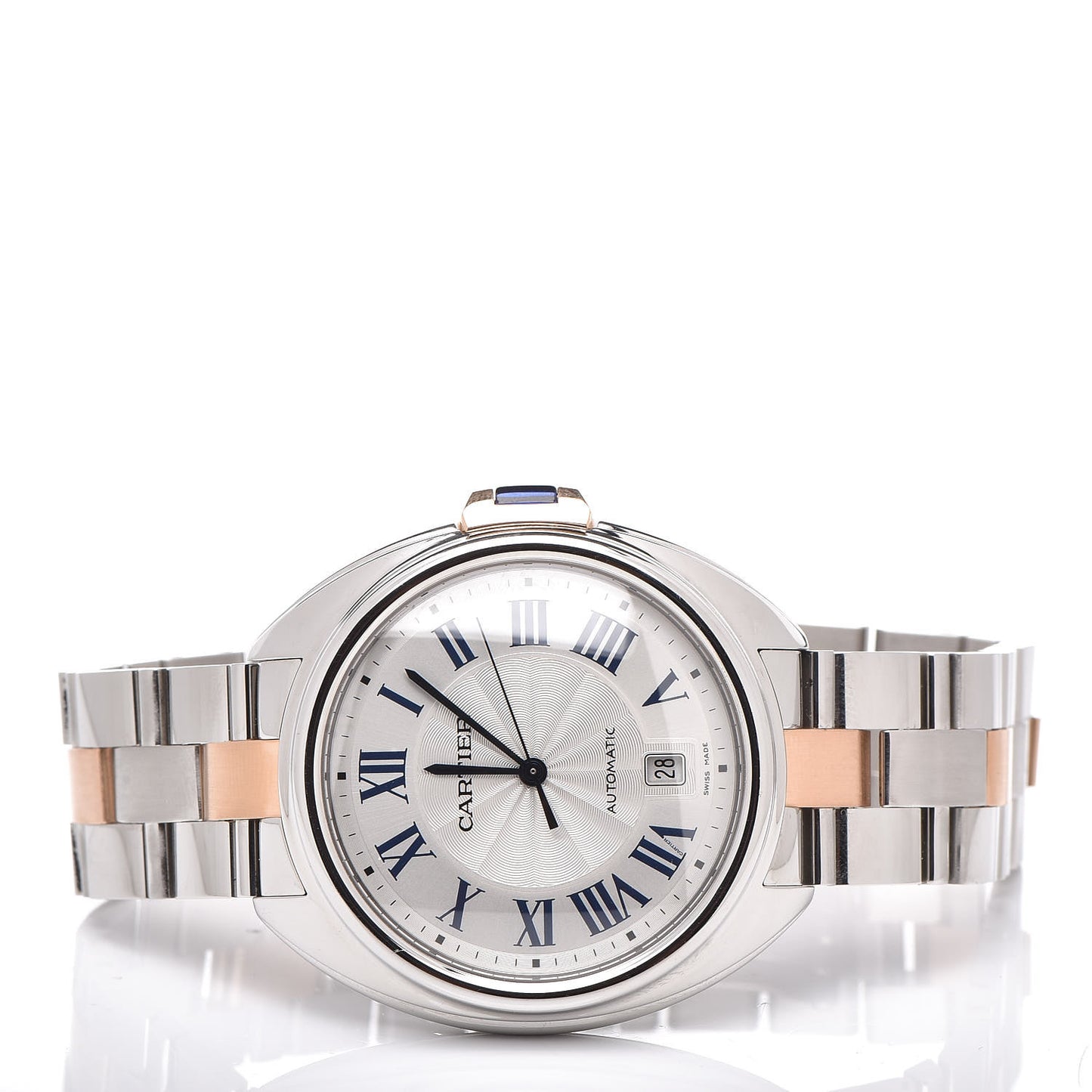 Stainless Steel 18K Pink Gold 40mm Cle De Automatic Watch