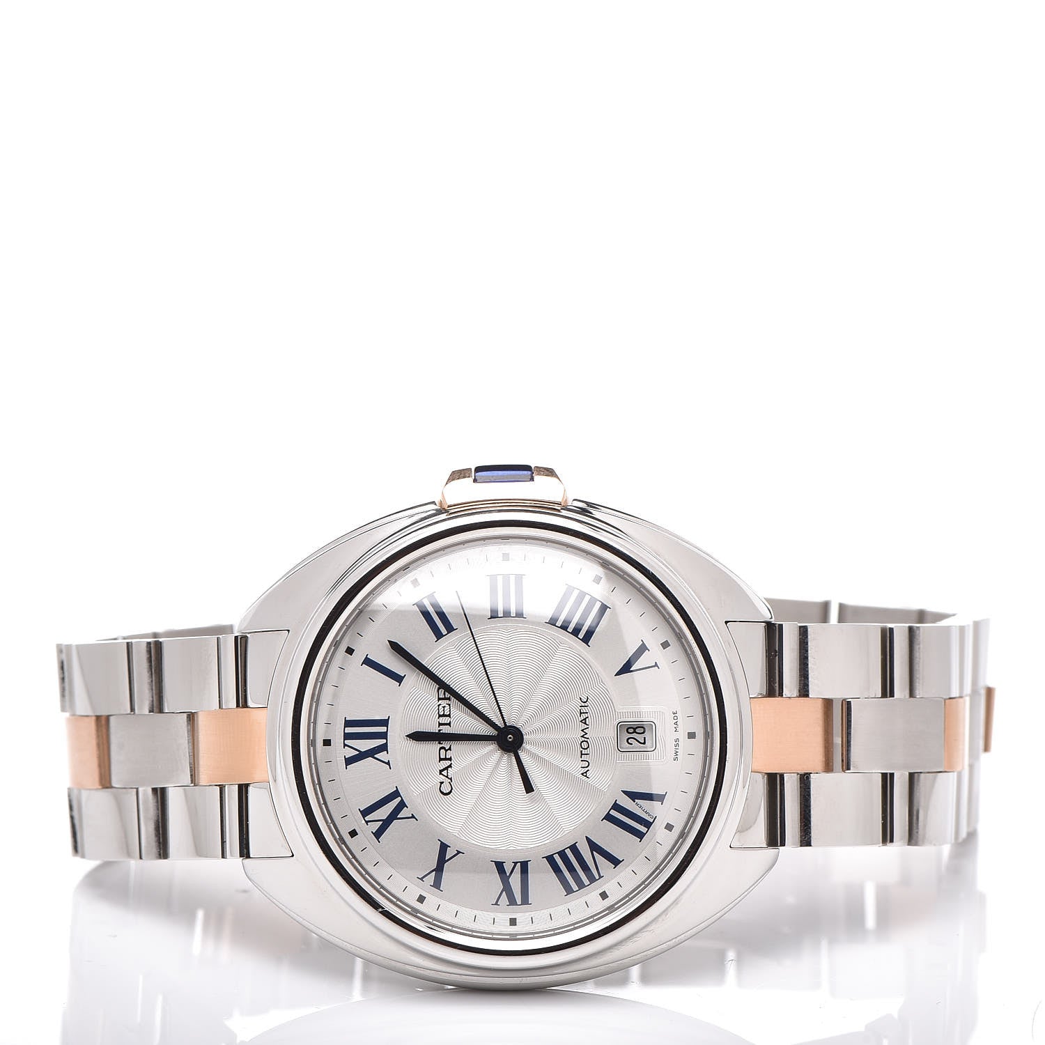 Cartier Stainless Steel 18K Pink Gold 40mm Cle De Automatic Watch 3 of 6