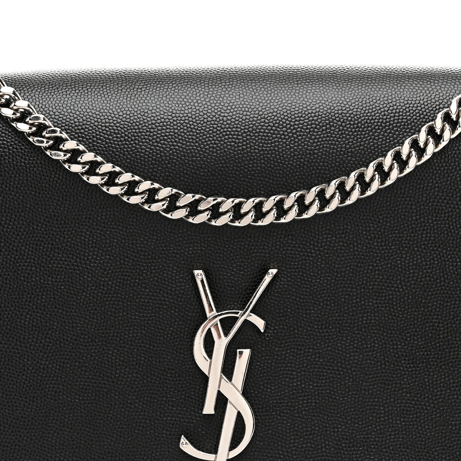 Saint Laurent Grain De Poudre Large Classic Monogram Kate Satchel Black 8 of 10