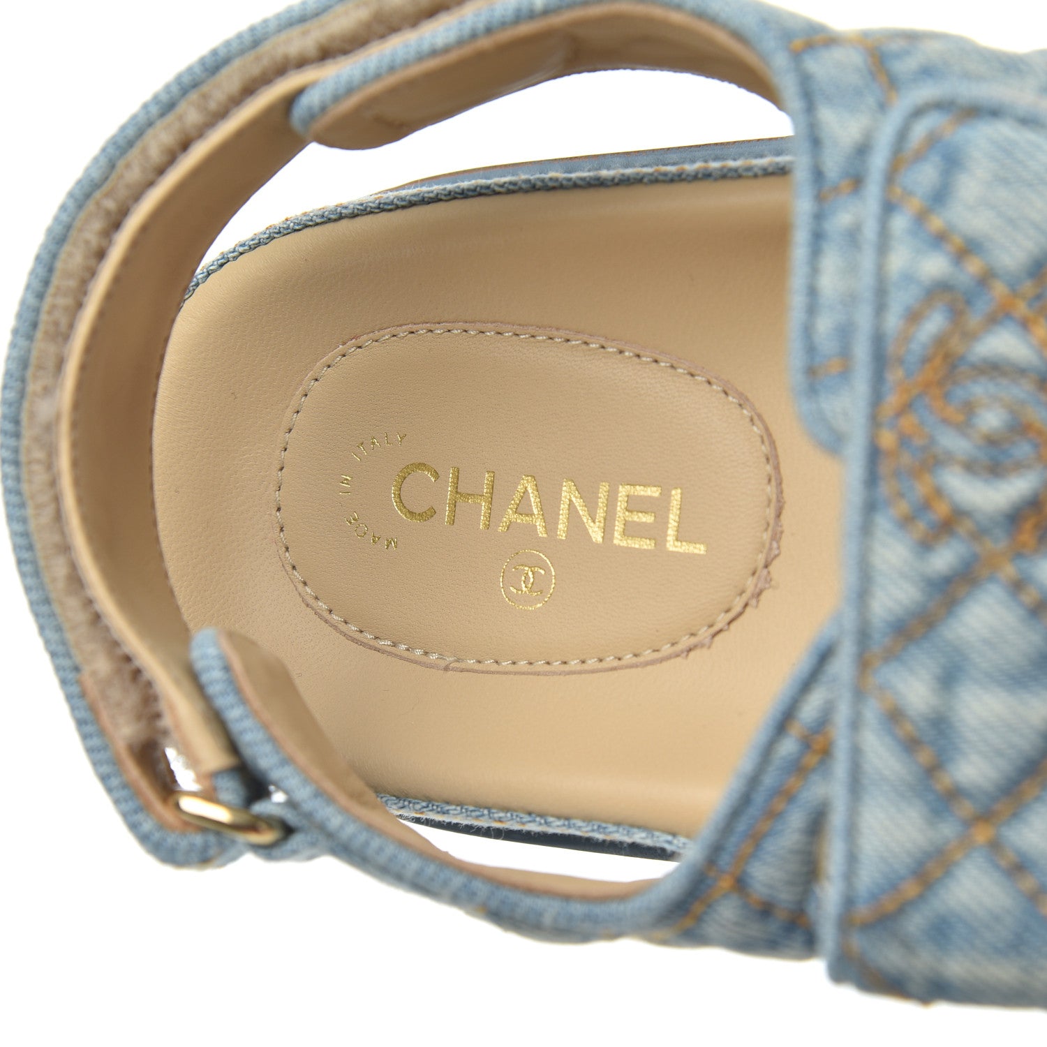 Chanel Denim Quilted Dad Sandals 38 Blue 6 of 13