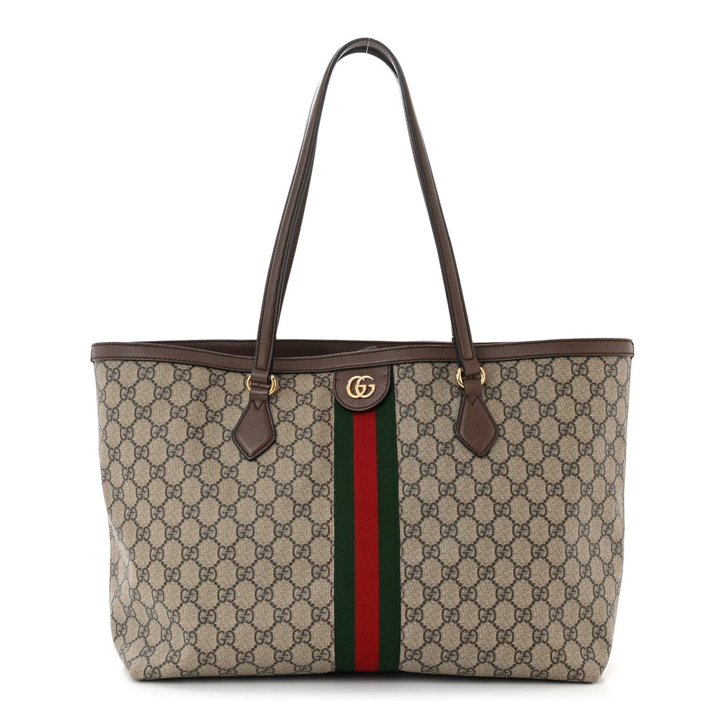 GG Supreme Monogram Medium Ophidia Shopping Tote Brown