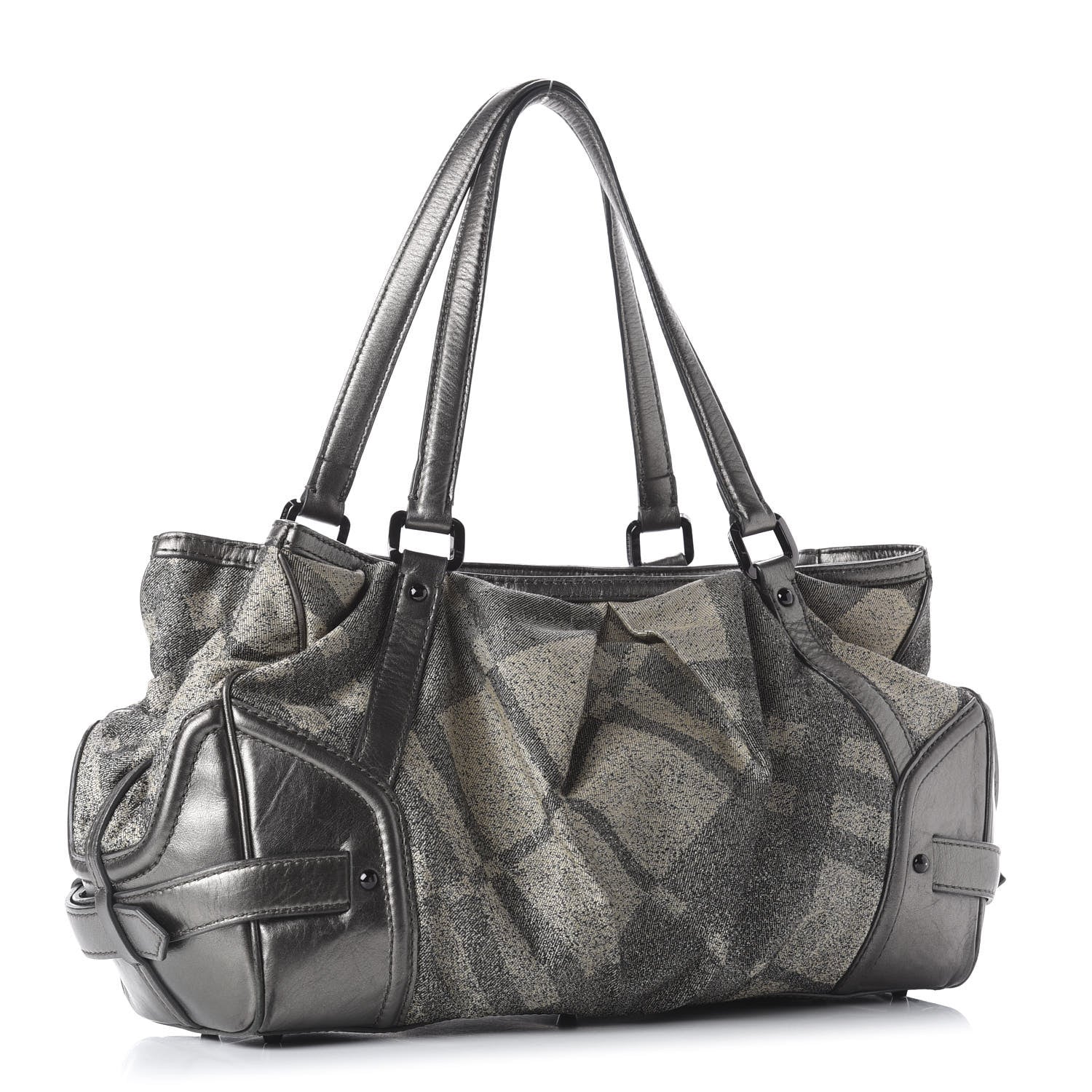 Burberry Shimmer Check Degrade Pilgrim Satchel Pewter 3 of 10