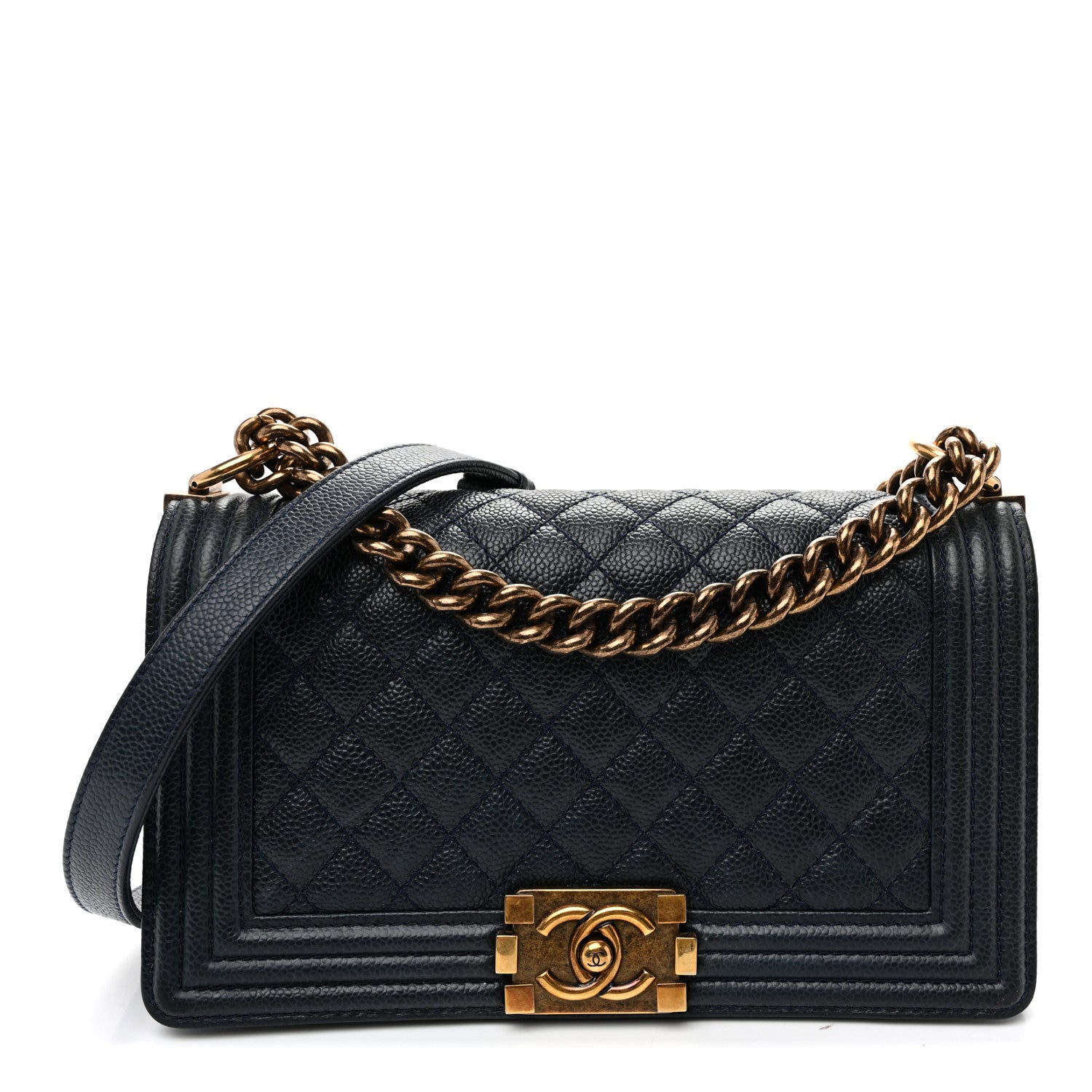 Chanel Caviar Quilted Medium Boy Flap Navy 1 of 11
