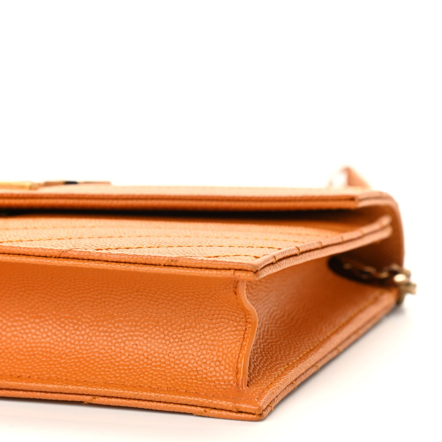 Grain De Poudre Matelasse Chevron Monogram Envelope Chain Wallet Senape Yellow