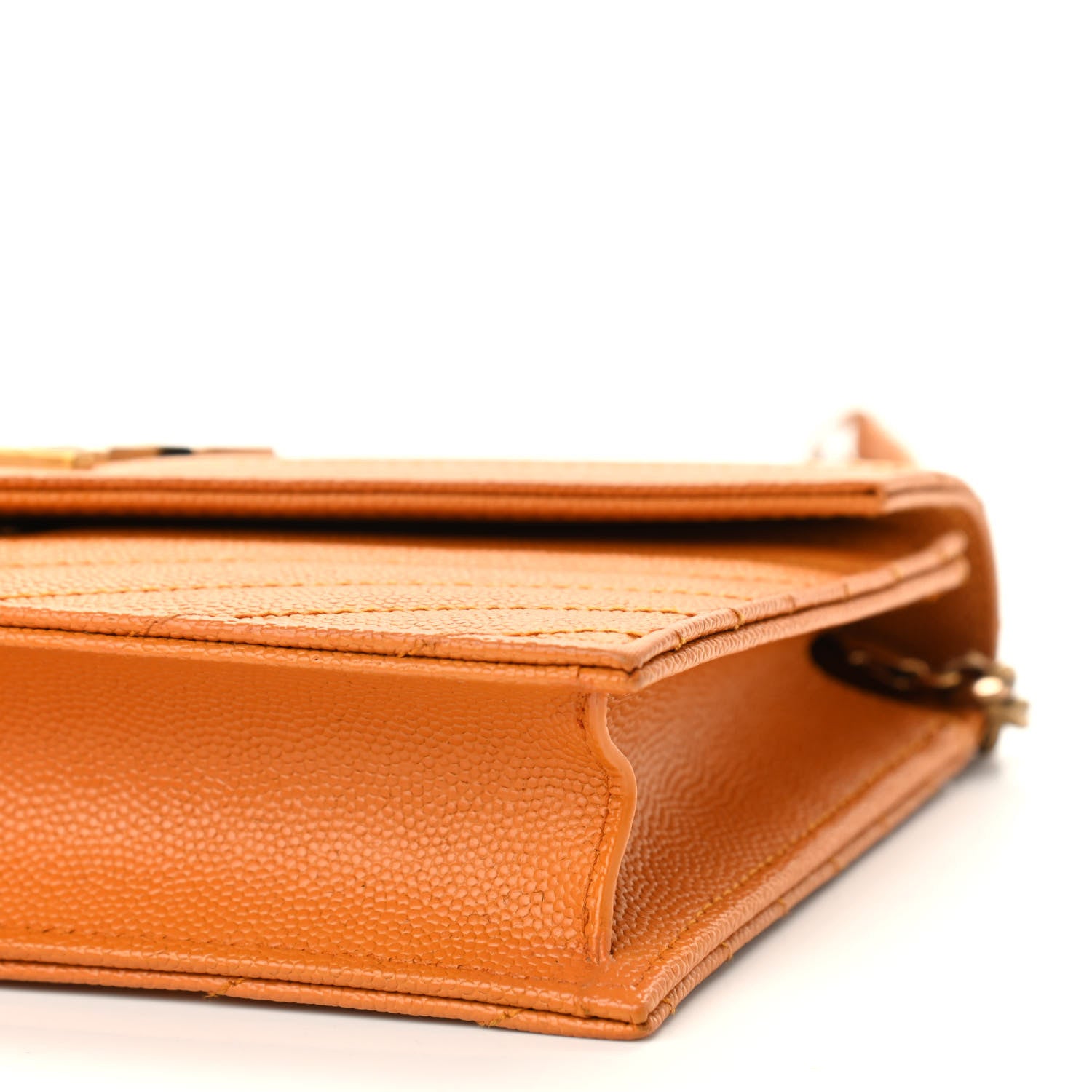 Saint Laurent Grain De Poudre Matelasse Chevron Monogram Envelope Chain Wallet Senape Yellow 7 of 8