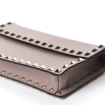 Valentino Garavani Pebbled Calfskin Rockstud Flap Wallet On Chain Poudre 6 of 10