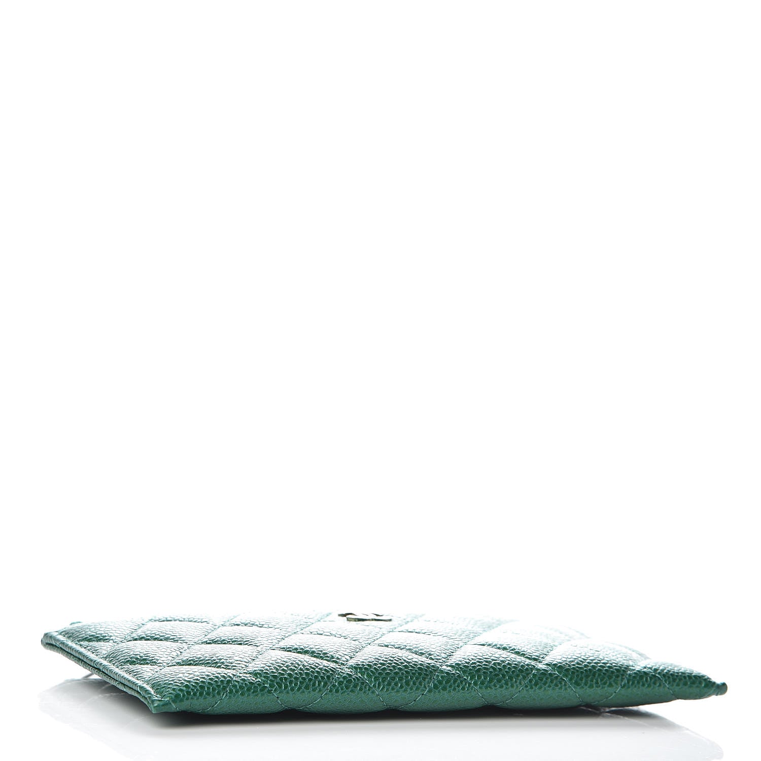 Chanel Metallic Caviar Quilted Classic Zip Pouch Green 4 of 8