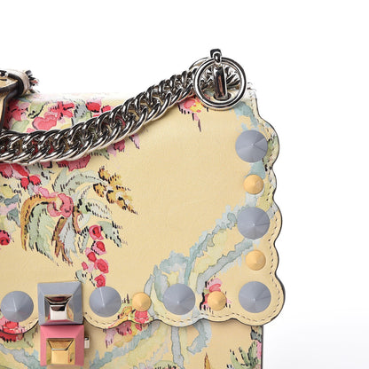Fendi Vitello Marie Antoinette Print Scalloped Mix Studded Small Kan I Shoulder Bag Panna Multicolor 8 of 9