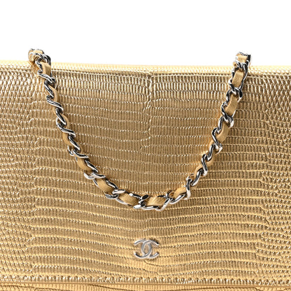 Chanel Calfskin Lizard Embossed Wallet On Chain WOC Gold 8 of 11