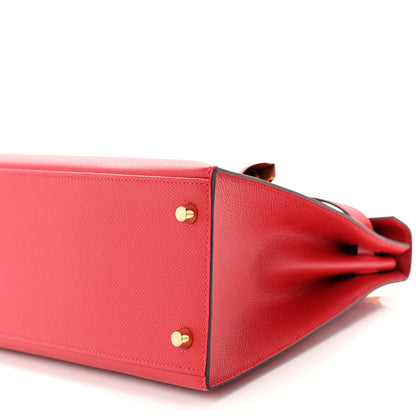 Hermes Epsom Horseshoe Kelly Sellier 28 Rouge Casaque Abricot 10 of 15