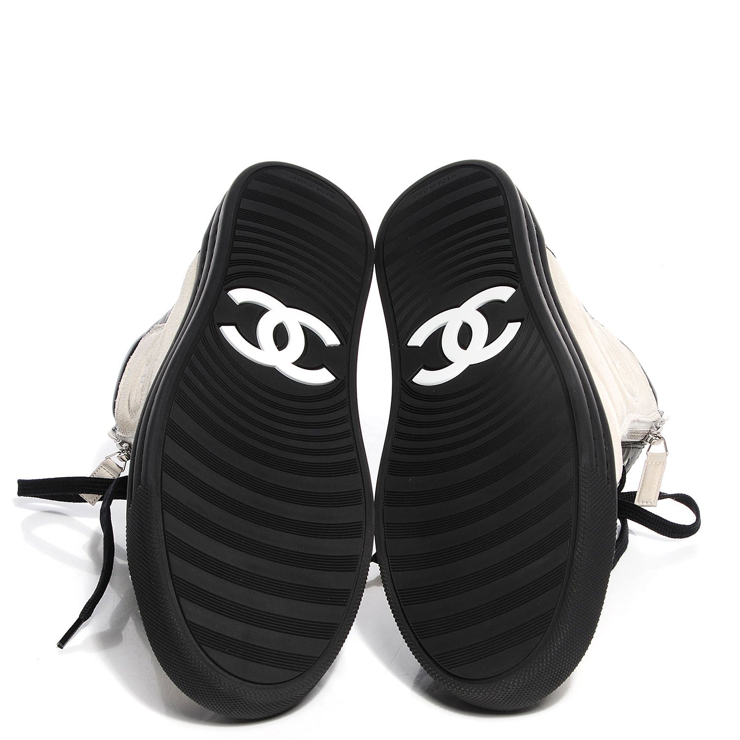 Chanel Suede Calfskin Zipped Sneakers 40.5 Beige Clair Black 5 of 8