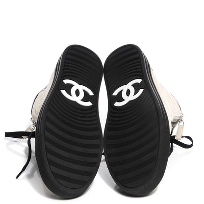 Chanel Suede Calfskin Zipped Sneakers 40.5 Beige Clair Black 5 of 8