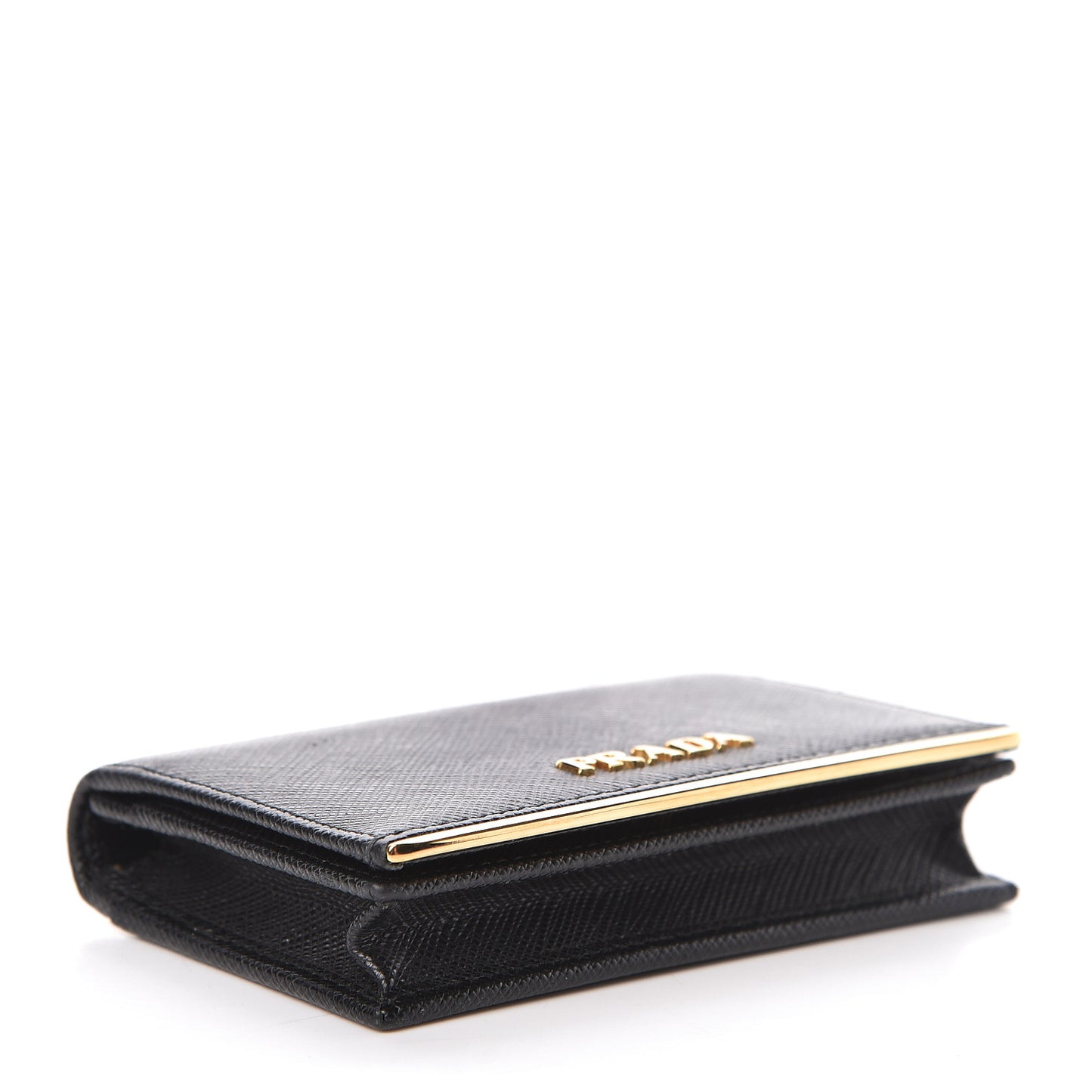 Saffiano Metal Bar Business Card Holder Black