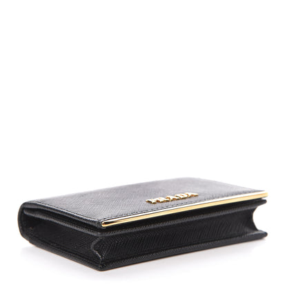 Prada Saffiano Metal Bar Business Card Holder Black 4 of 9