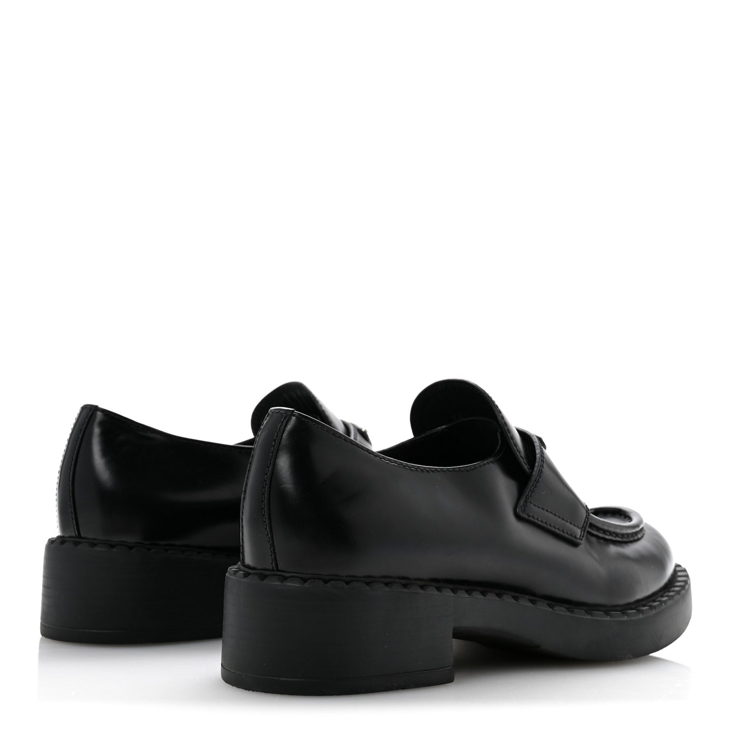 Spazzolato Metal Triangle Logo 50mm Loafers 38 Black