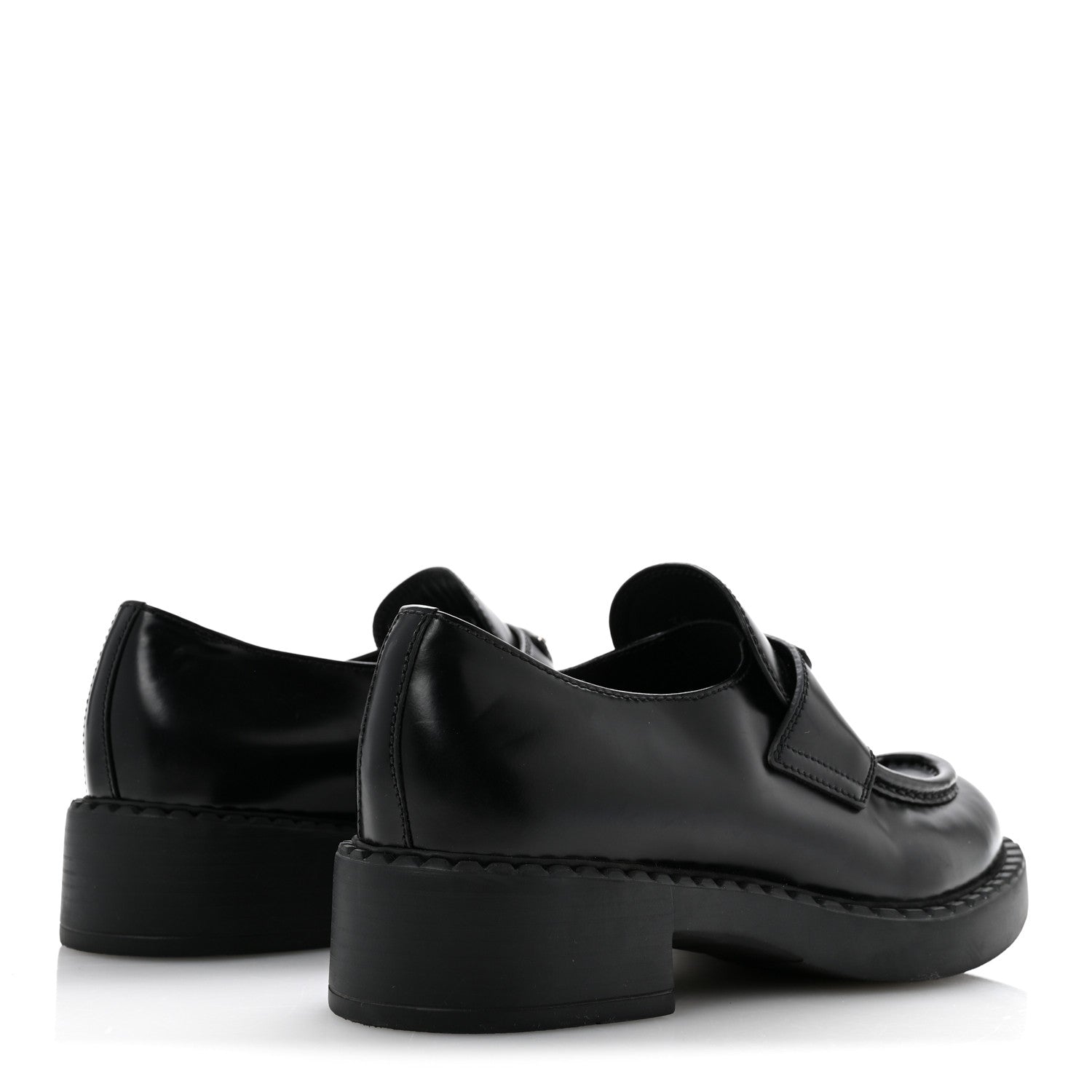 Prada Spazzolato Metal Triangle Logo 50mm Loafers 38 Black 5 of 9