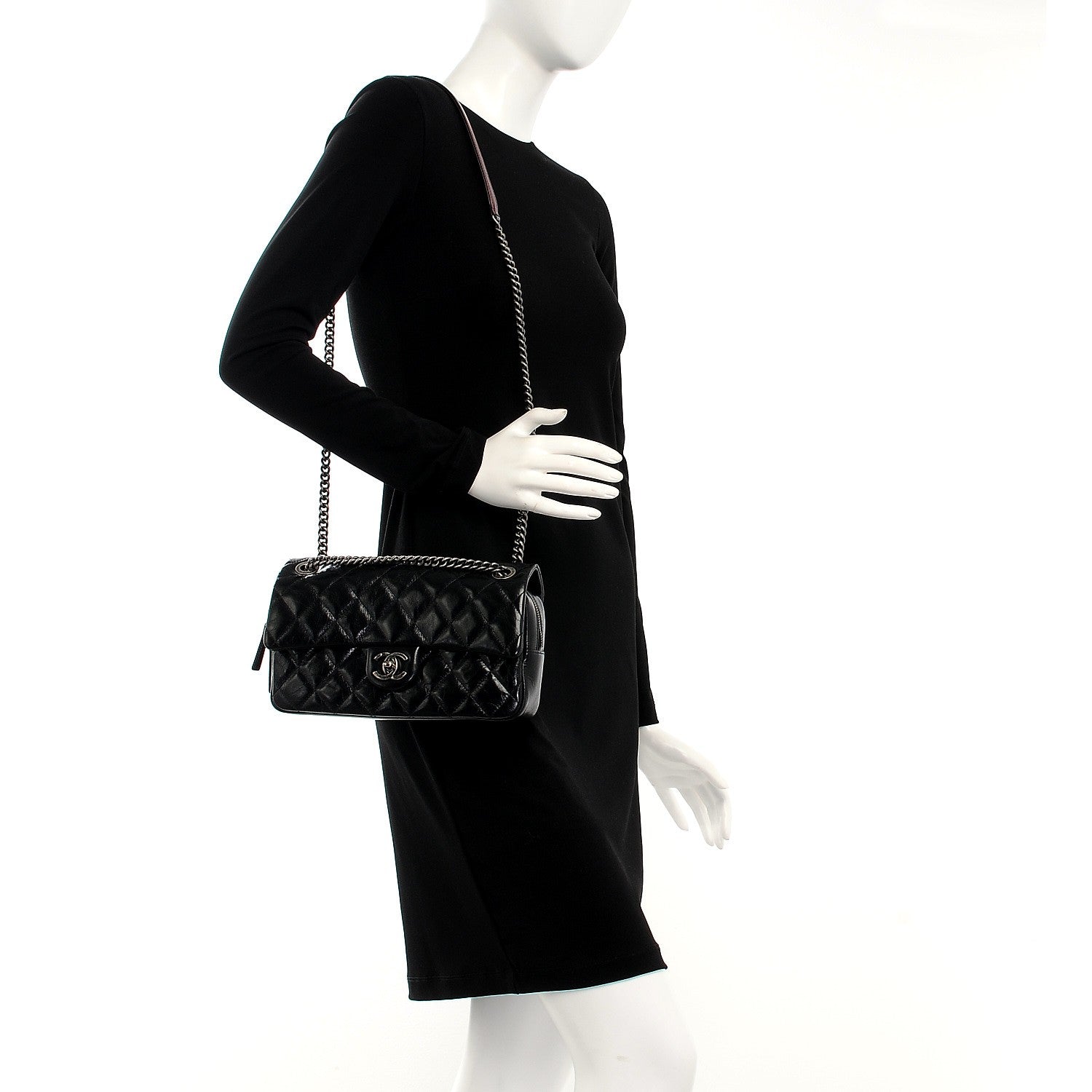 Chanel Glazed Calfskin Medium Duo Color Flap Black 2 of 7