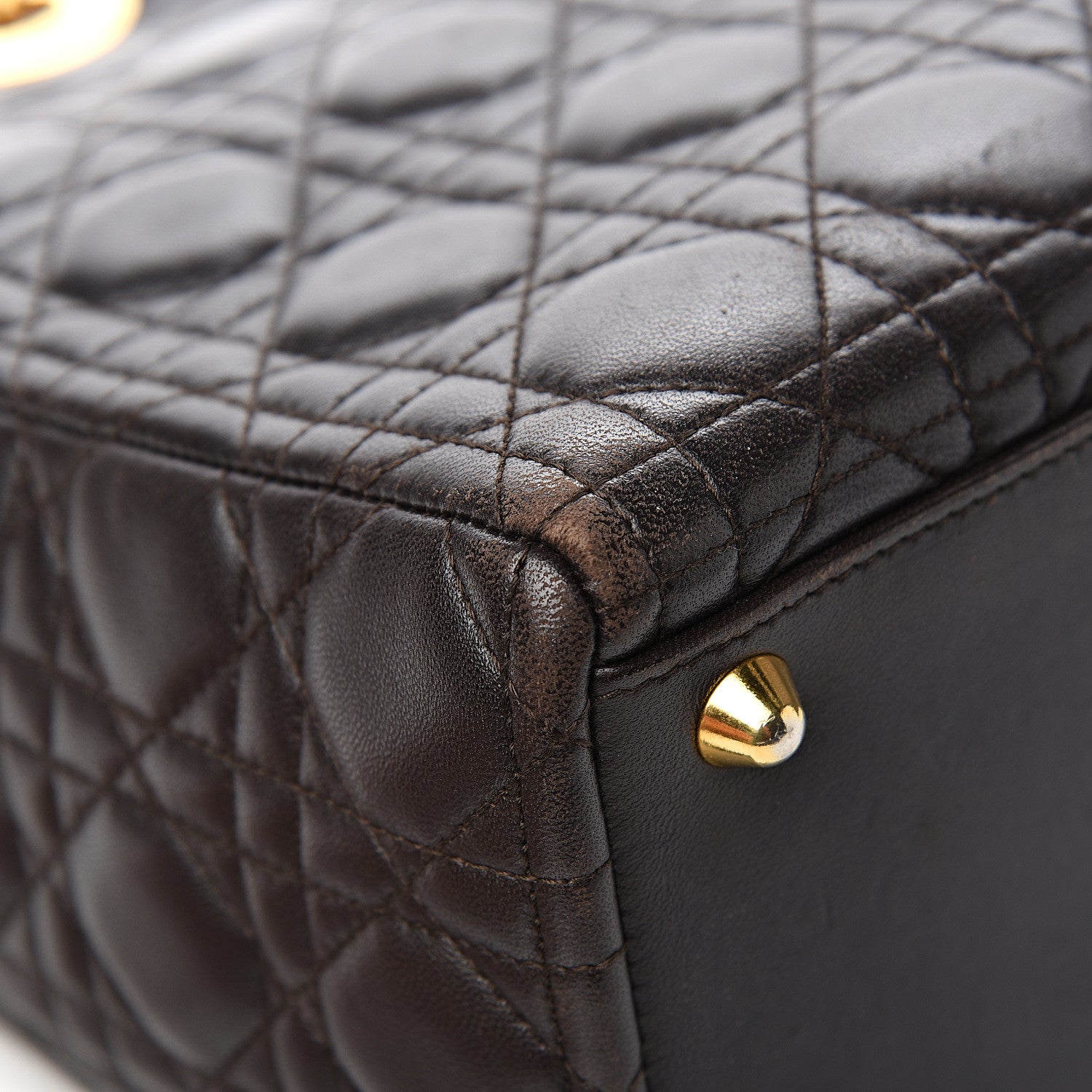 Christian Dior Lambskin Cannage Large Lady Dior Dark Brown 10 of 13