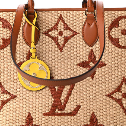 Louis Vuitton Raffia Calfskin Monogram Giant Onthego GM Tan 9 of 9