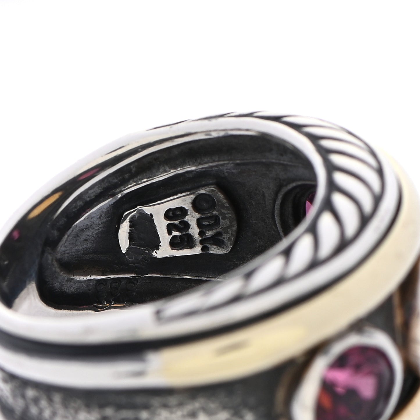 Sterling Silver 14K Yellow Gold Citrine Rhodolite Renaissance Ring 56 7.75