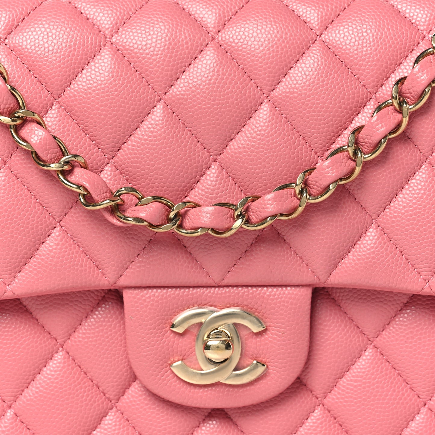 Caviar Quilted Medium Double Flap Pink