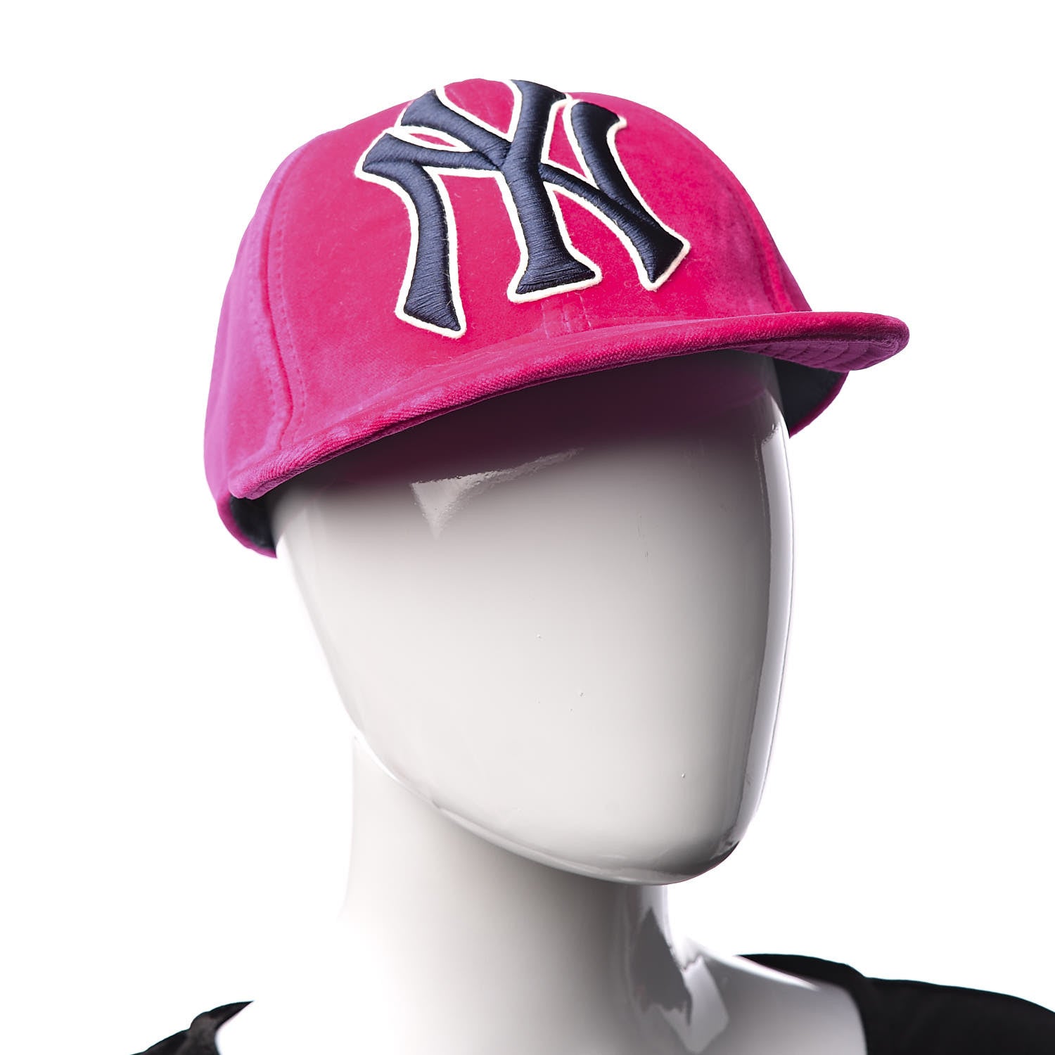 Gucci X MLB Velvet NY Yankees Baseball Hat 55-59 Pink 2 of 10
