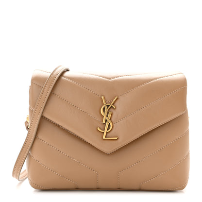 Saint Laurent Calfskin Y Quilted Monogram Toy Loulou Crossbody Bag Latte 1 of 10