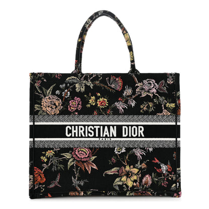 Christian Dior Canvas Embroidered Large Book Tote Black Multicolor 1 of 10
