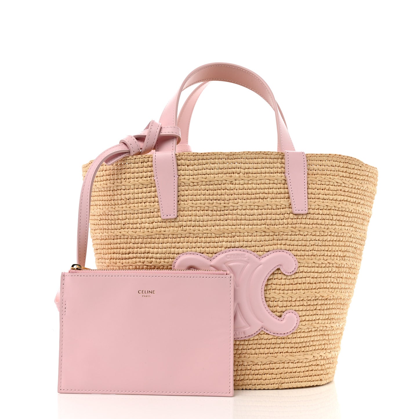 Raffia Calfskin Triomphe Teen Panier Pink