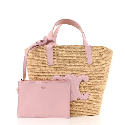 Celine Raffia Calfskin Triomphe Teen Panier Pink 3 of 13