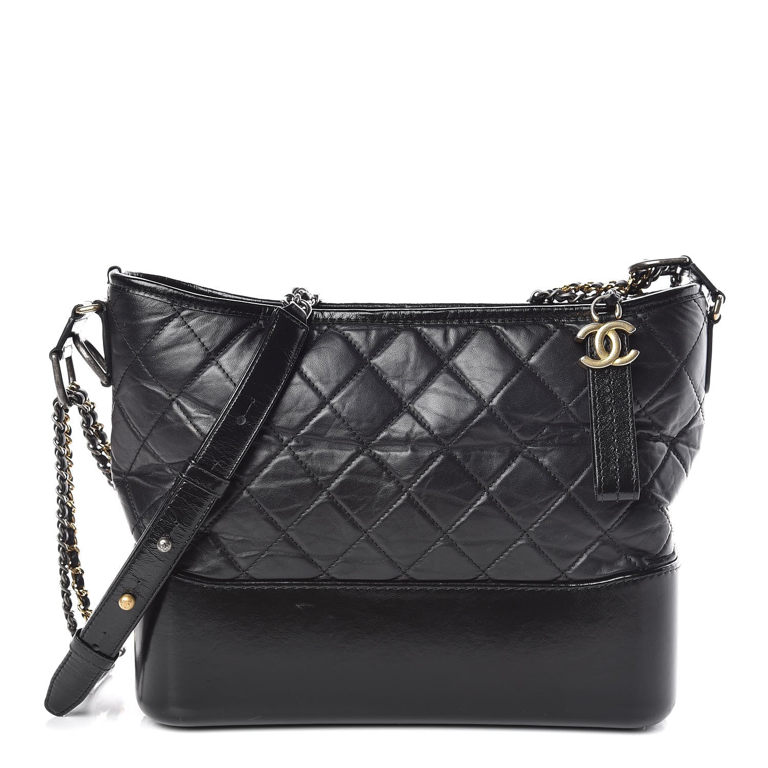 Chanel Aged Calfskin Quilted Medium Gabrielle Hobo Black 1 of 11