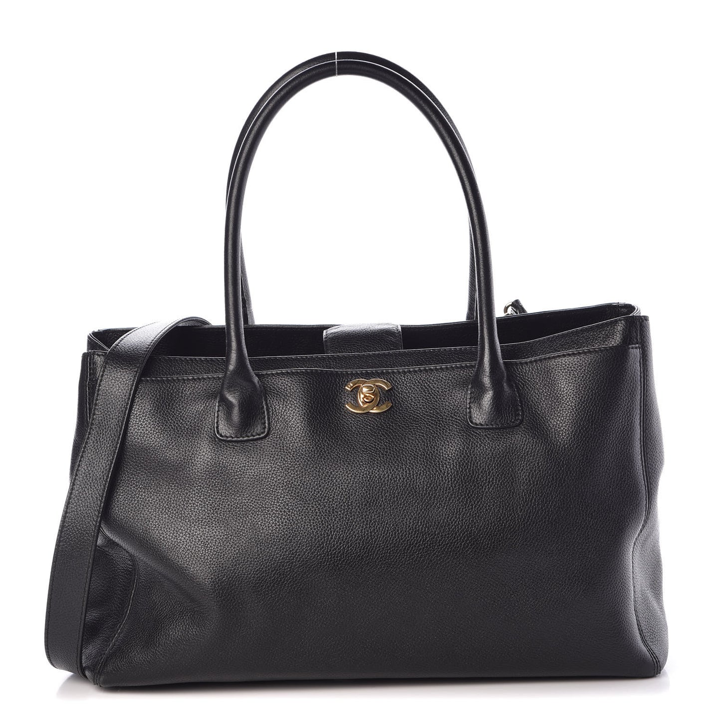 Calfskin Cerf Executive Shopper Tote Black